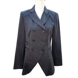 Walter Baker Double Breasted Blazer Womens Size 8 Vintage 90s Y2K Stripe Spandex